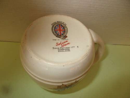 UNUSUAL PAIR SOLIAN WARE MUGS TO CELEBRATE  CROWNING  KING GEORGE 6TH AND  WIFE QUEEN MARY 1937