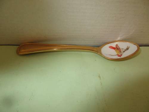 BEAUTIFUL 24 CT JAPANESE ENAMEL BIRD TEASPOONS IN WOOD DISPLAY HOLDER