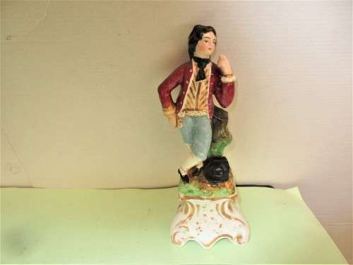 BEAUTIFUL PAIR STAFFORDSHIRE SPILL VASES AS FIGURES c 1870`s  HANDPAINTED.