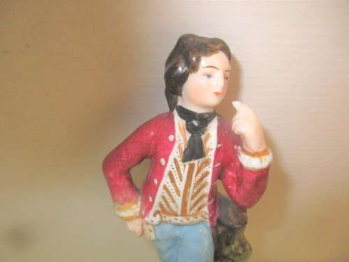 BEAUTIFUL PAIR STAFFORDSHIRE SPILL VASES AS FIGURES c 1870`s  HANDPAINTED.