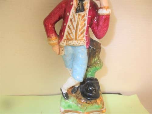 BEAUTIFUL PAIR STAFFORDSHIRE SPILL VASES AS FIGURES c 1870`s  HANDPAINTED.