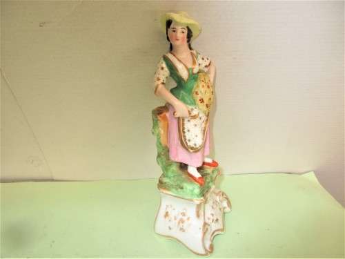 BEAUTIFUL PAIR STAFFORDSHIRE SPILL VASES AS FIGURES c 1870`s  HANDPAINTED.