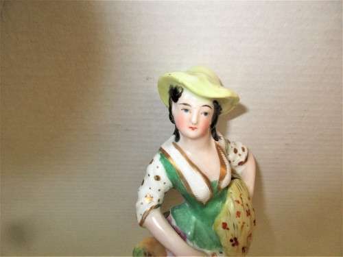 BEAUTIFUL PAIR STAFFORDSHIRE SPILL VASES AS FIGURES c 1870`s  HANDPAINTED.