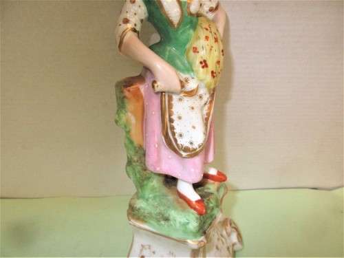 BEAUTIFUL PAIR STAFFORDSHIRE SPILL VASES AS FIGURES c 1870`s  HANDPAINTED.