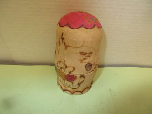 BEAUTIFUL  HANDPAINTED ON WOOD   THREE  DOLLS WHICH FIT INTO EACH OTHER (RUSSIAN DOLL STYLE)