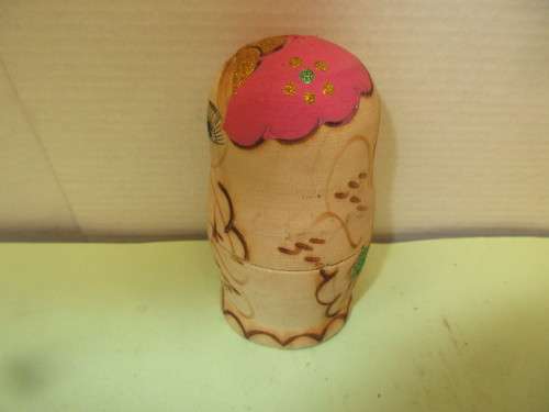 BEAUTIFUL  HANDPAINTED ON WOOD   THREE  DOLLS WHICH FIT INTO EACH OTHER (RUSSIAN DOLL STYLE)