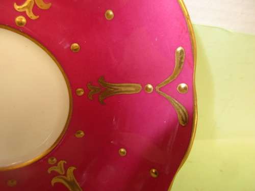 ROYAL ALBERT  CERISE, GILT  AND WHITE SAUCER