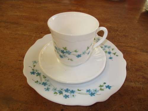 ARCOROC (FRANCE) SET OF 8 CUPS  AND SAUCERS AND SIX SIDE PLATES  SUGAR BOWL AND A BIG BOWL