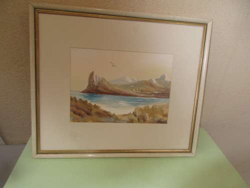 WATERCOLOUR ON BOARD HOUT BAY CAPE TOWN  SIGNED H ANDERS