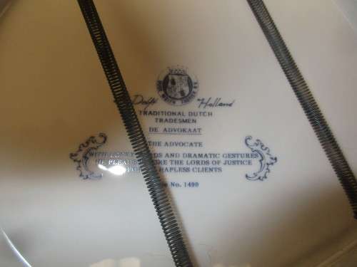 BEAUTIFUL BIG DELFT HOLLAND DE ADVOKAAT DISPLAY  PLATE SERIES NUMBER 1490