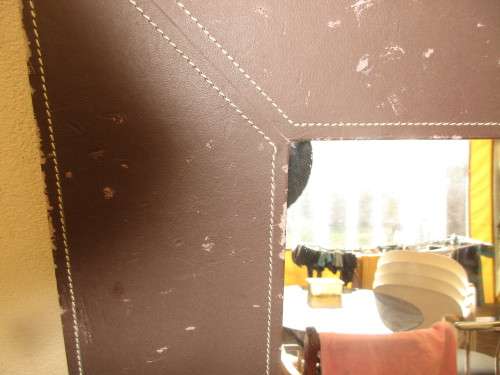 MIRROR WITH STITCHED LEATHER FRAME