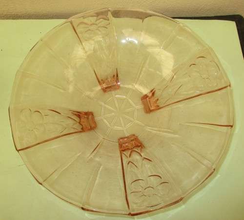 ART DECO PINK  GLASS FRUIT BOWL