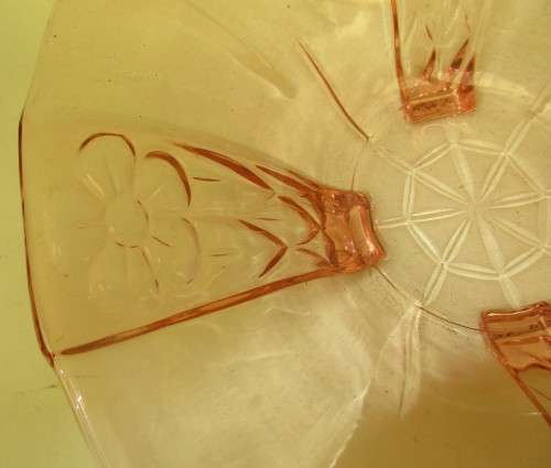 ART DECO PINK  GLASS FRUIT BOWL