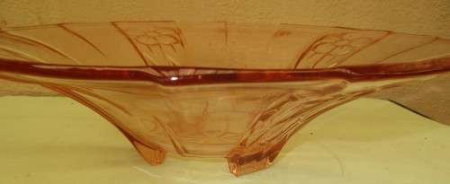 ART DECO PINK  GLASS FRUIT BOWL