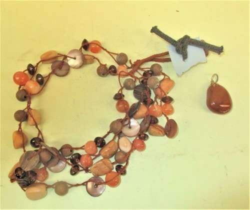 BEAUTIFUL MULTIPLE  STONE  BANGLE AND STONE PENDANT