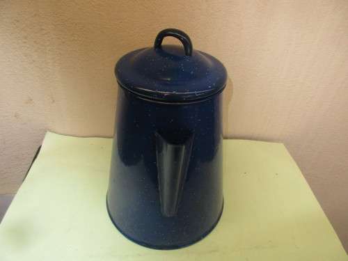 BIG BLUE ENAMEL COFFEE POT