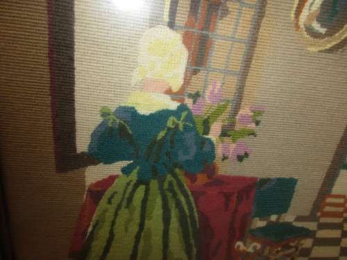 BEAUTIFUL TAPESTRY LADY ARRANGING FLOWERS