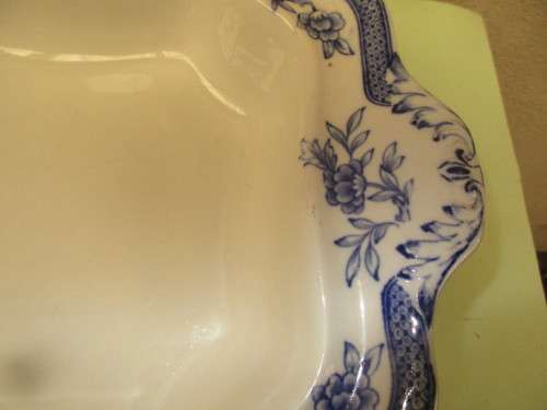 GRIM WADES  BLUE AND WHITE VEGETABLE DISH c 1930