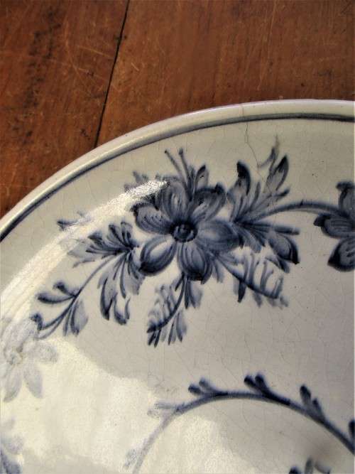 BEAUTIFUL BLUE HANDPAINTED  PLATE c 1900