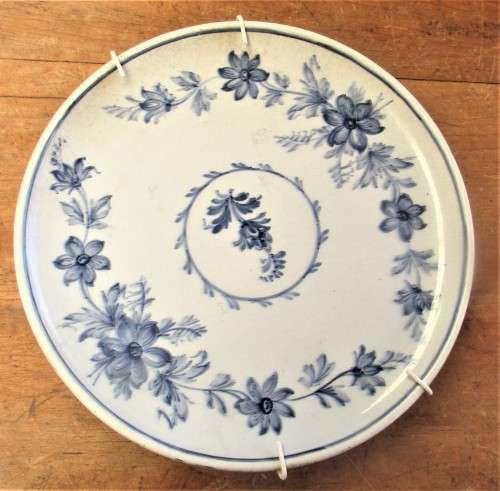 BEAUTIFUL BLUE HANDPAINTED  PLATE c 1900