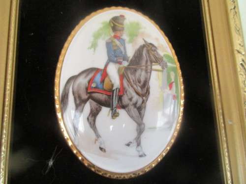 BEAUTIFUL COUNTESS BONE CHINA (HARLEIGH CHINA ) ENAMELLED PICTURE OF A HUSSAR