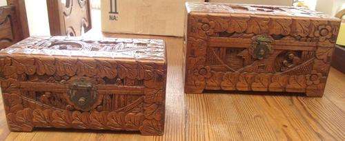 TWO CAMPHOR WOOD BOXES