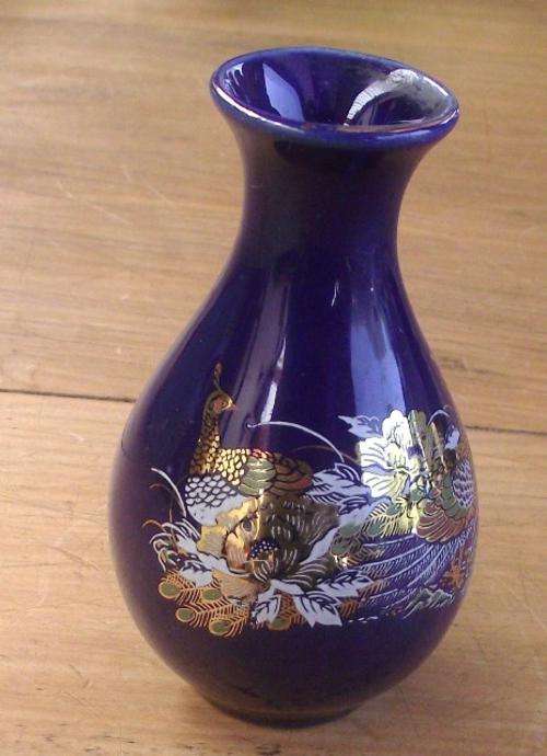 BLUE PEACOCK VASE