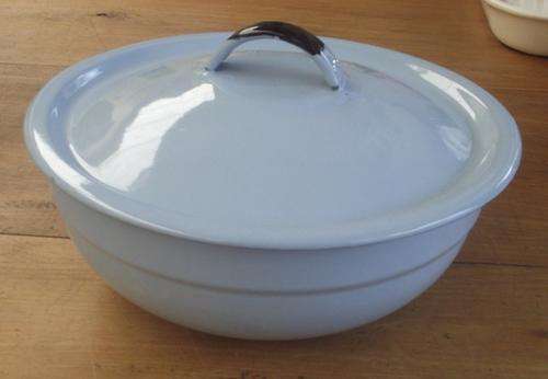 ENAMEL BLUE BOWL AND LID