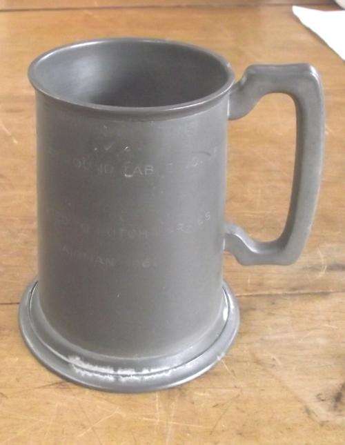 PEWTER BEER MUG  MARKED WALVIS BAY 1961