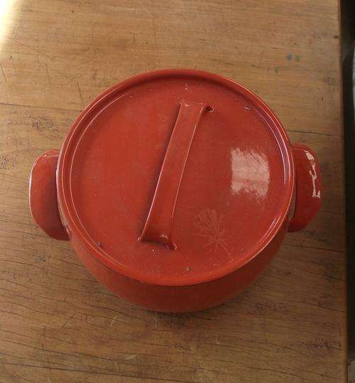 ORANGE ENAMEL COOKING POT