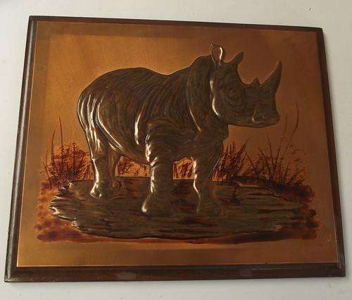 COPPER PLAQUE OF A RHINO