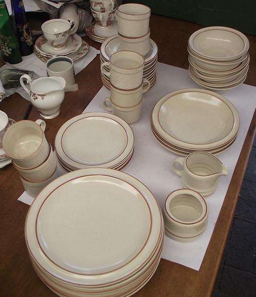 DROSTDY STONECRAFT CUPS SAUCERS AND PLATES