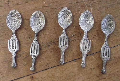 5 NEPALESE SPOONS AND FORKS THAT FOLD