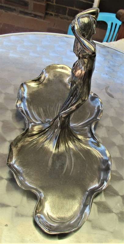 WMF ELECTRO PLATED DOUBLE BOWL FIGURINE ART NOUVEAU  JUGENDSTILL  C1906