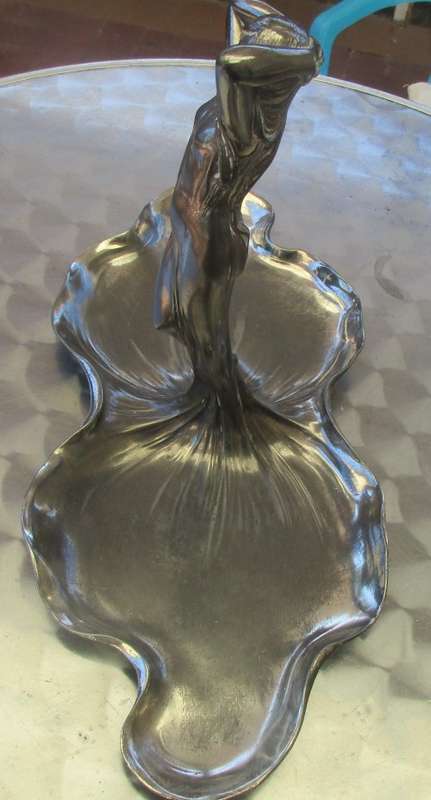 WMF ELECTRO PLATED DOUBLE BOWL FIGURINE ART NOUVEAU  JUGENDSTILL  C1906