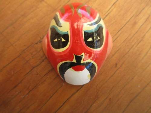 BOXED SET OF SIX POTTERY HAND PAINTED MINIATURE  CHINESE OPERA MASKS