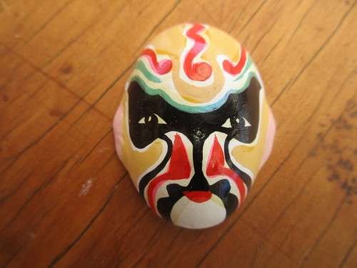 BOXED SET OF SIX POTTERY HAND PAINTED MINIATURE  CHINESE OPERA MASKS