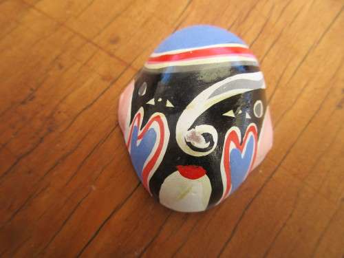 BOXED SET OF SIX POTTERY HAND PAINTED MINIATURE  CHINESE OPERA MASKS