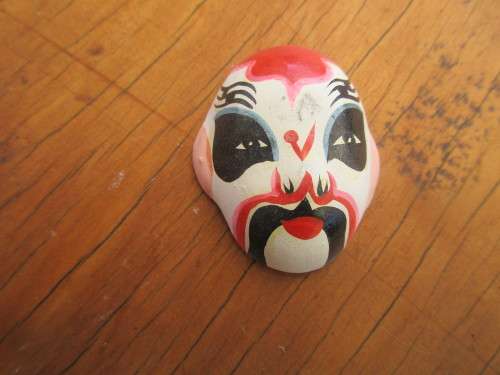 BOXED SET OF SIX POTTERY HAND PAINTED MINIATURE  CHINESE OPERA MASKS
