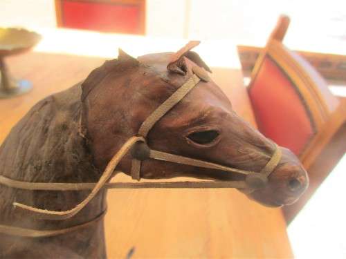 BEAUTIFUL WOOD AND LEATHERETTE COVERED STALLION