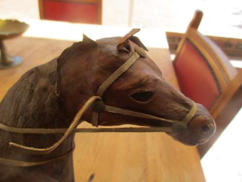 BEAUTIFUL WOOD AND LEATHERETTE COVERED STALLION