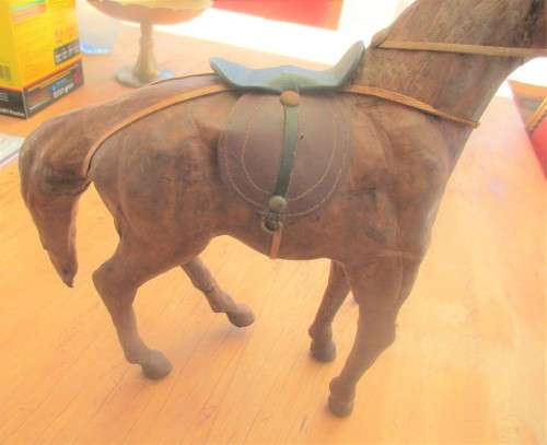 BEAUTIFUL WOOD AND LEATHERETTE COVERED STALLION