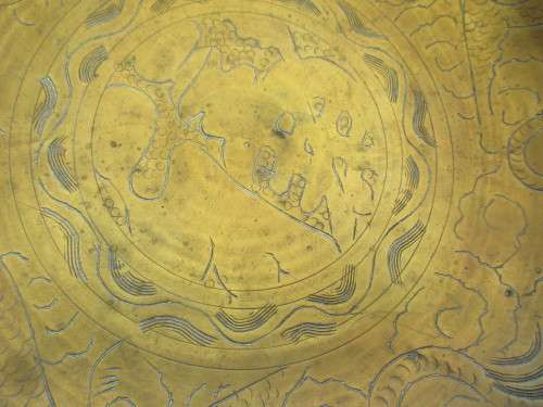 BEAUTIFUL CHINESE BRASS PEDESTAL COMPOTE c 1930`s