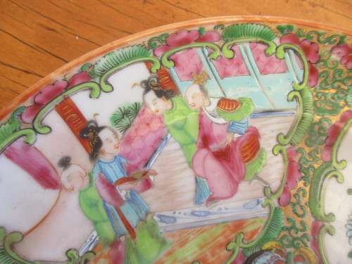 ABSOLUTELY BEAUTIFUL CHINESE FAMILLE ROSE PLATE HANDPAINTED ENAMEL UNDERGLAZE c 1890`s