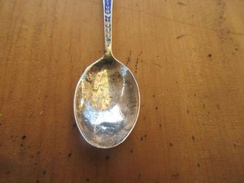 BEAUTIFUL BIRMINGHAM SILVER  AND ENAMEL CORONATION SPOON  KING GEORGE VI