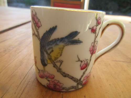 PAIR ROYAL ALBERT  HANDPAINTED BLOSSOM  HOT CHOCOLATE CUPS c 1935