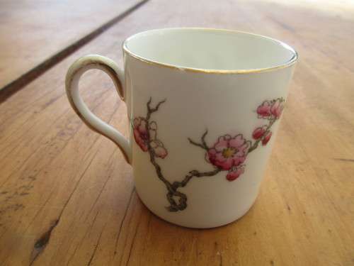 PAIR ROYAL ALBERT  HANDPAINTED BLOSSOM  HOT CHOCOLATE CUPS c 1935