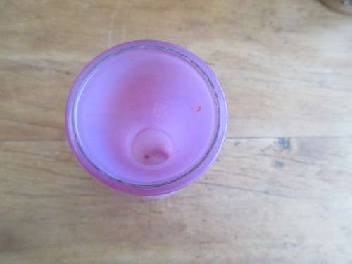BEAUTIFUL PINK AND CLEAR GLASS HANDLE SPILL VASE
