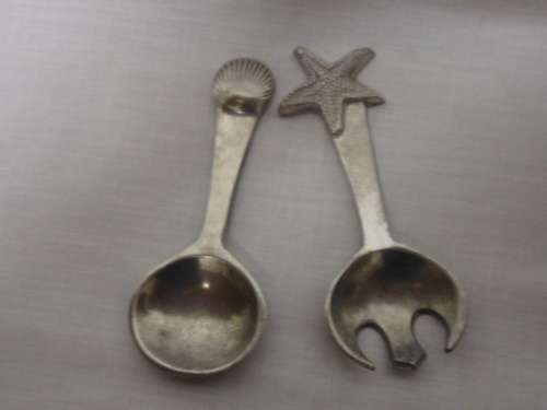 Very Special Pewter Salad Spoon set