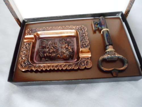 Copper Detailed Ashtray with Bottle Opener in original Box